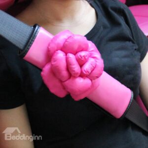 Lovely Pink 3D Camellia Car Seat Belt Cover