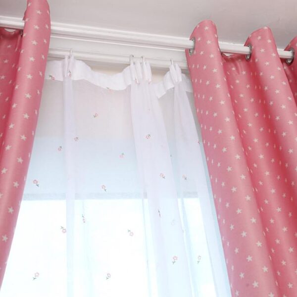 Best Selling Hit Color Stars Pattern Double Pinch Pleat Custom Sheer