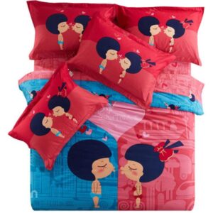 Loving Kiss Print 4-Piece Cotton Duvet Cover Sets