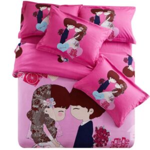 Beautiful Bride and Groom Print 4-Piece Wedding Duvet Cover Sets