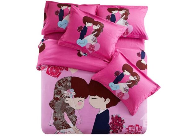 Beautiful Bride and Groom Print 4-Piece Wedding Duvet Cover Sets