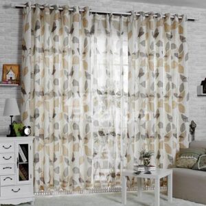Top Selling Fashion Plant Pattern Grommet Top Custom Curtain