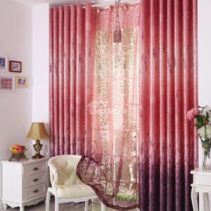 High Quality Romantic Red Lavender Pattern Curtain