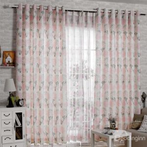 Unique Black and Pink Floral Pattern Custom Curtain