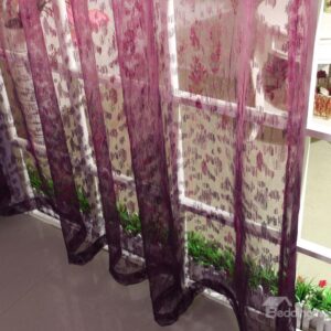High Quality Romantic Elegant Purple Pleated Custom Sheer Curtain
