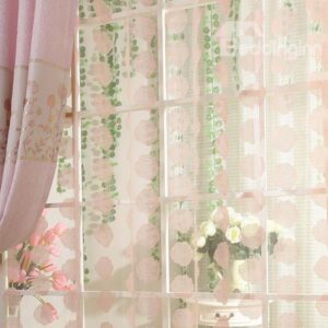 Hot Selling Graceful Pink Danube of love Pleated Custom Sheer Curtain