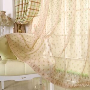High Quality Lovely Sweet Floral Pattern Pleated Custom Sheer Curtain