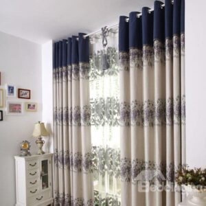 Beautiful Peony Flower Pattern Grommet Top Custom Curtain