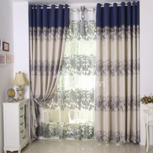 New Style Peony Flower Pattern Grommet Top Custom Sheer Curtain