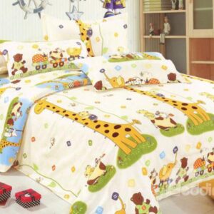 Magnificent Animal Paradise Print 4-Piece Cotton Duvet Cover Sets