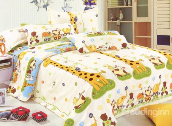 Magnificent Animal Paradise Print 4-Piece Cotton Duvet Cover Sets
