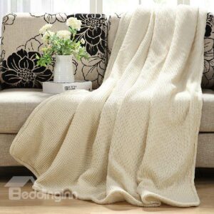 Quality Fancy Contracted Design White Thick Wool Blanket