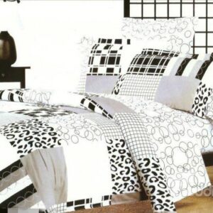 Modren Life Leopard and Circle Print 4-Piece Cotton Duvet Cover Sets