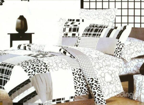Modren Life Leopard and Circle Print 4-Piece Cotton Duvet Cover Sets