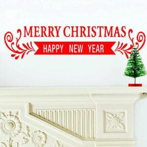 New Style Red Banner Design Christmas Gift Wall Stickers