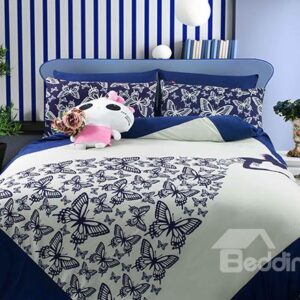 Amazing Butterfly Cinderella Dress Print 4-Piece Princess Polyester Duvet Cover Sets