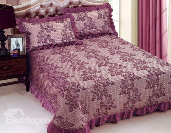 Quality Adorable Floral Print Purple Bed in a Bag Set