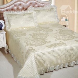 Glamorous Floral Pattern Silver Jacquard Print Bed in a Bag Set