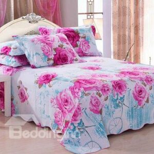 Gorgeous Elegant Rose Print Full Cotton Sheet