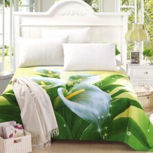 Fancy Dew on Lily Print Full Cotton Sheet