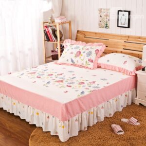 Cozy Comfortable Flower Border Pattern Bed Skirt