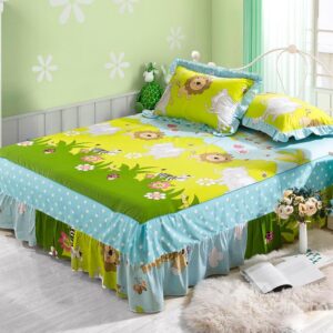 Lovely Lion and Elephant in Zoo Pattern Bed Skirt