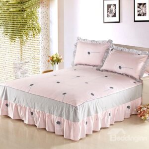 Cozy Light Pink and Taraxacum Pattern Bed Skirt