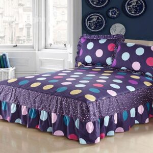 Fantastic Dark Purple and Shining Dots Pattern Bed Skirt