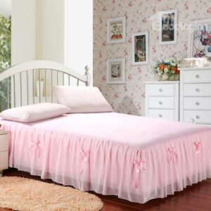 Homelike Solid Color and Bowknot Bed Skirt