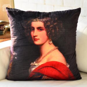 Classic Poodle Figure Oil Painting Throw Pillow