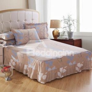 New Style Blue and White Leaves Bed Skirt