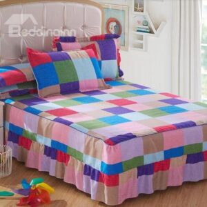 Super Comfortable Coloured Squares Pattern Bed Skirt