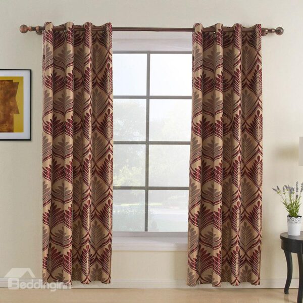 Mediterranean Style Unique Pattern Grommet Top Custom Curtain