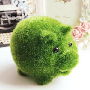 New Arrival Lovely Creative Artificial Grass Pig Design Money Box