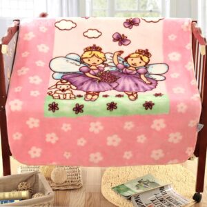 Lovely Two Beautiful Girls with Wings Pattern Children Blanket