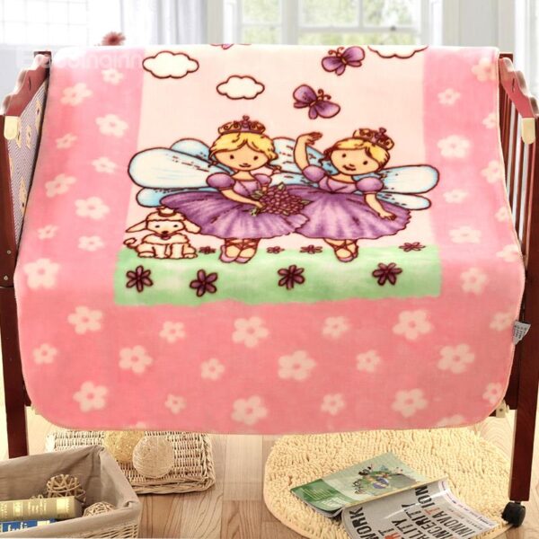 Lovely Two Beautiful Girls with Wings Pattern Children Blanket