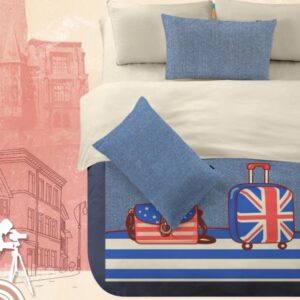 American Flag Luggage Print 4-Piece Polyester Duvet Cover Sets