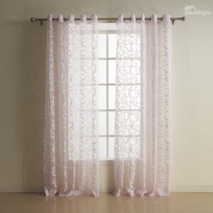 Lovely Pink Two Pieces Custom Sheer Curtain