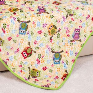 New Style Colored Owls Rest on Branches Pattern Children Blanket