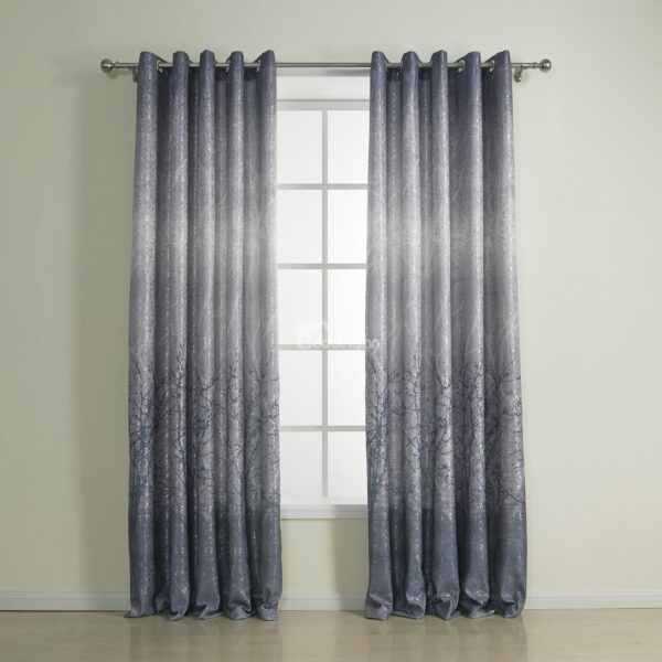 Pastoral Style Wonderful Gray Grommet Top Custom Curtain