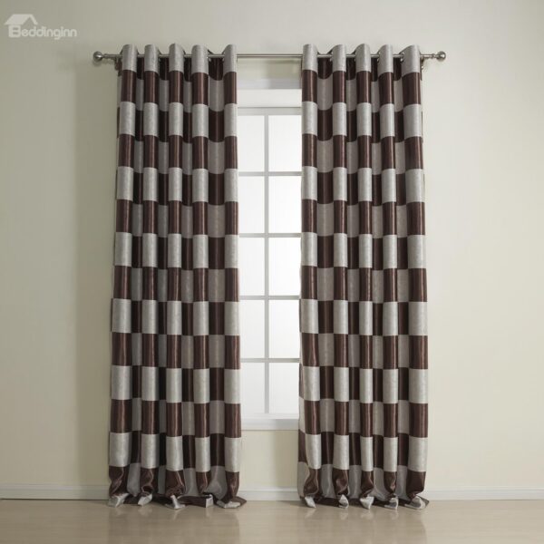 Top Quality Fantastic Brown Grommet Top Custom Curtain