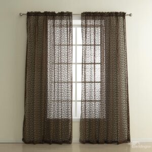 Top Quality Coffee Polyester Custom Sheer Curtain
