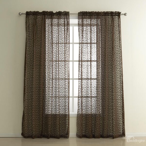Top Quality Coffee Polyester Custom Sheer Curtain