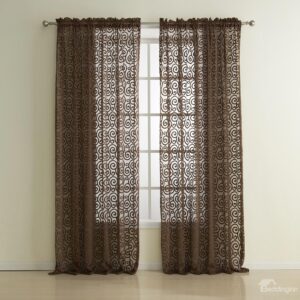 Coffee Two Pieces Classic Wonderful Custom Sheer Curtain