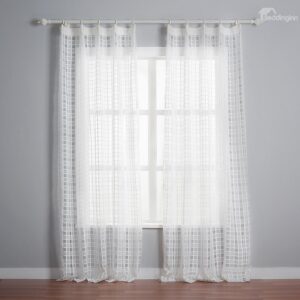 High Classic White Lattice Pattern Custom Sheer Curtain