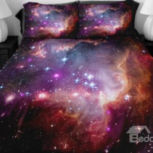 Gorgeous Shining Purple Star Print 4-Piece Duvet Cover Sets