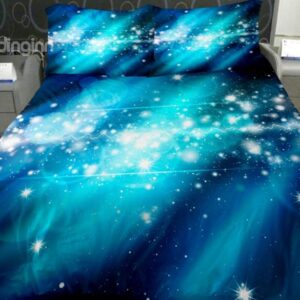 Bright Blue Nebula Print 4-Piece Duvet Cover Sets