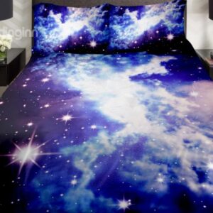 Beautiful Shining Star with Clouds Print 4-Piece Duvet Cover Sets