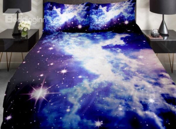Beautiful Shining Star with Clouds Print 4-Piece Duvet Cover Sets