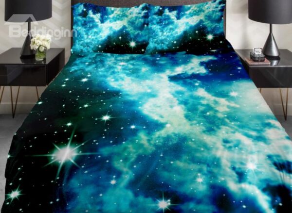 Shining Star and Blue Clouds Print 4-Piece Duvet Cover Sets